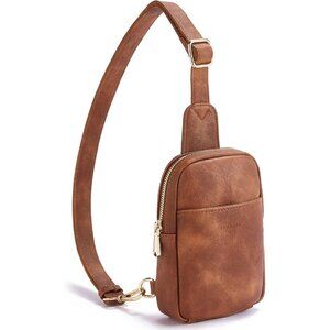 Telena Small Sling Bag for Women Leather Crossbody Packs Chest Bag for Women